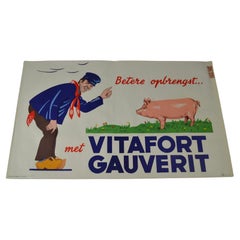 Litho Poster with farmer and pig, 1950s