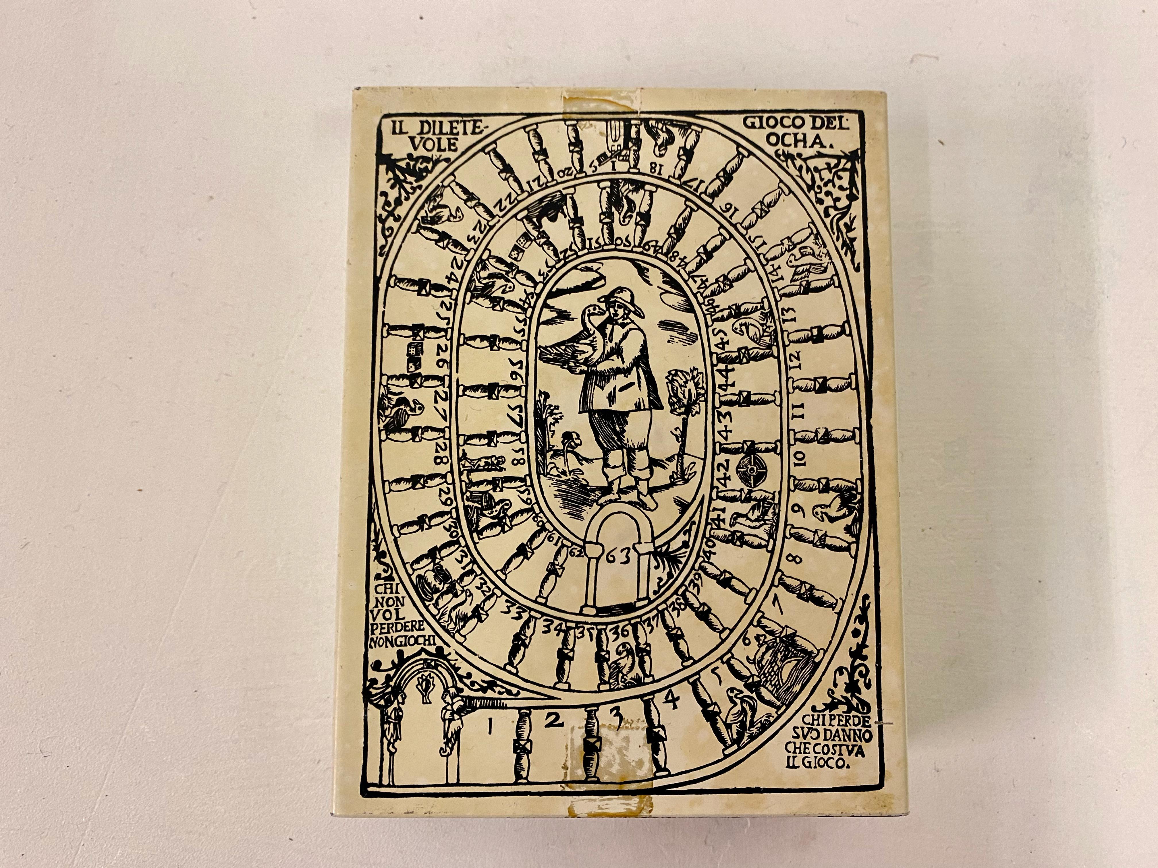Italian Litho Printed Storage Box in the Style of Fornasetti