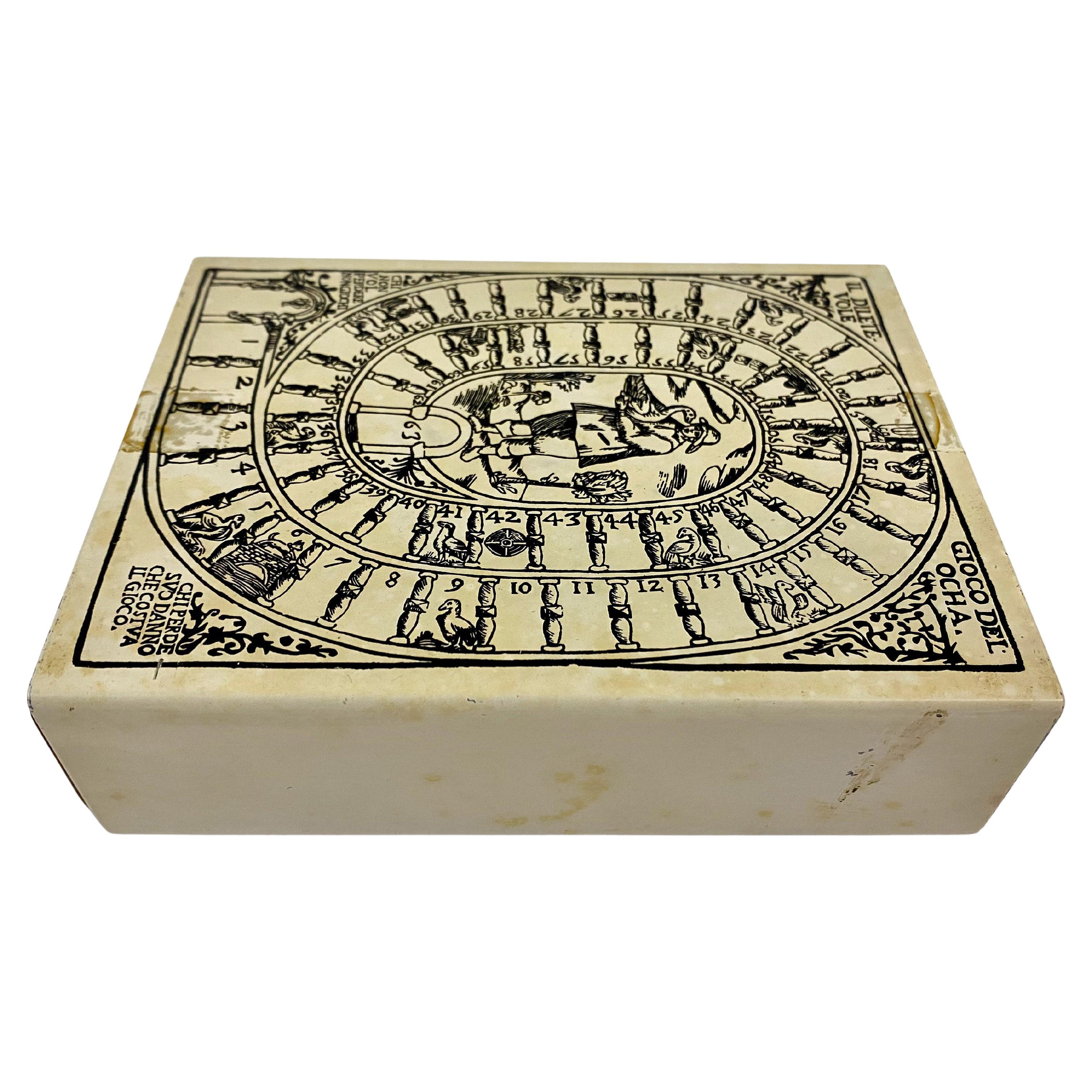 Litho Printed Storage Box in the Style of Fornasetti For Sale