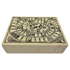 Vintage Litho Printed Storage Box in the Style of Fornasetti