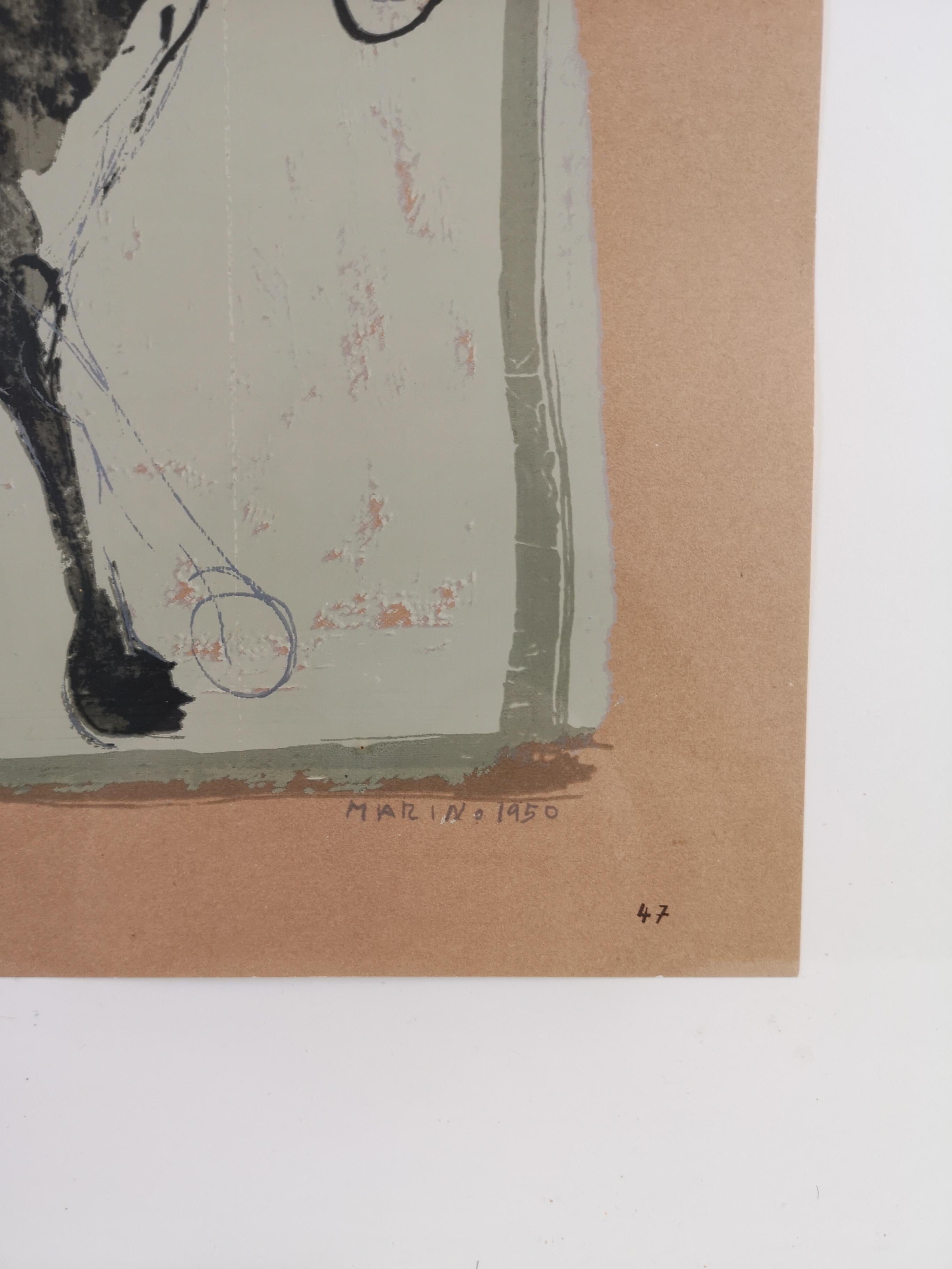 Mid-Century Modern Lithographie d'après un dessin de Marino Marini
