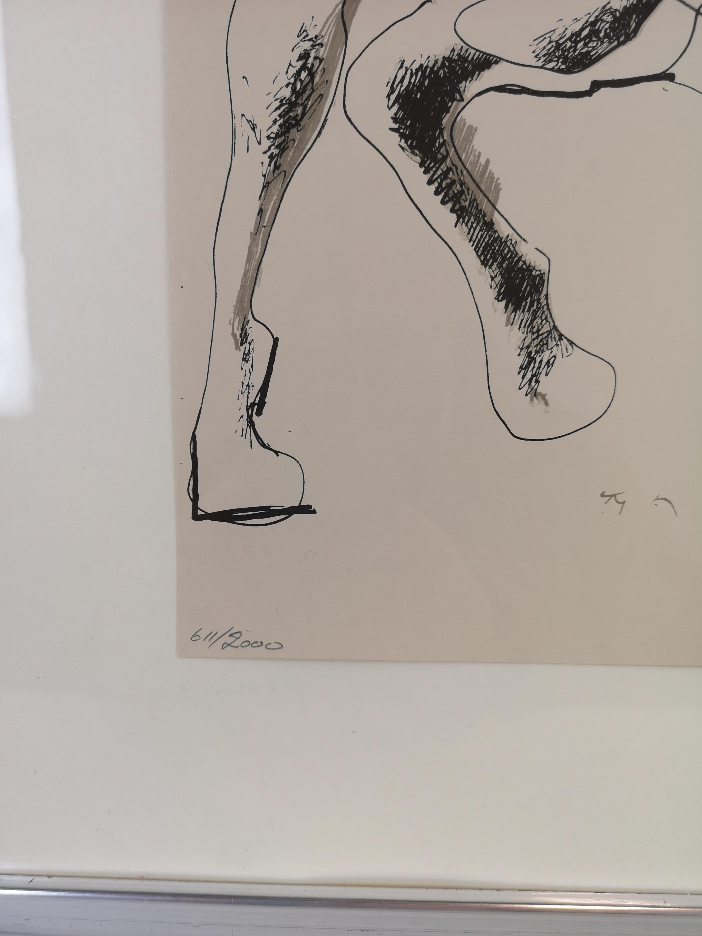 Mid-Century Modern Lithograph after a Drawing by Marino Marini