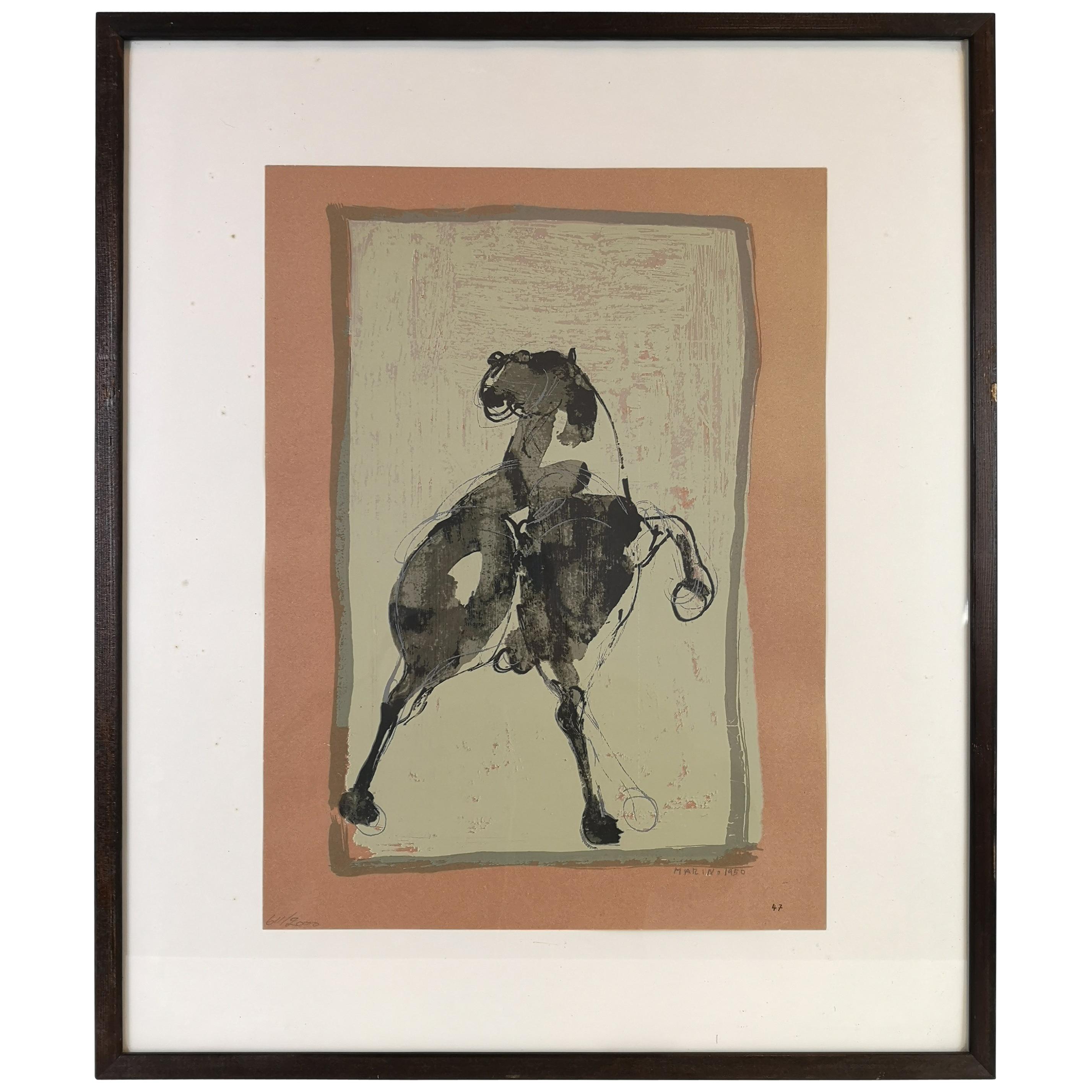 Lithographie d'après un dessin de Marino Marini