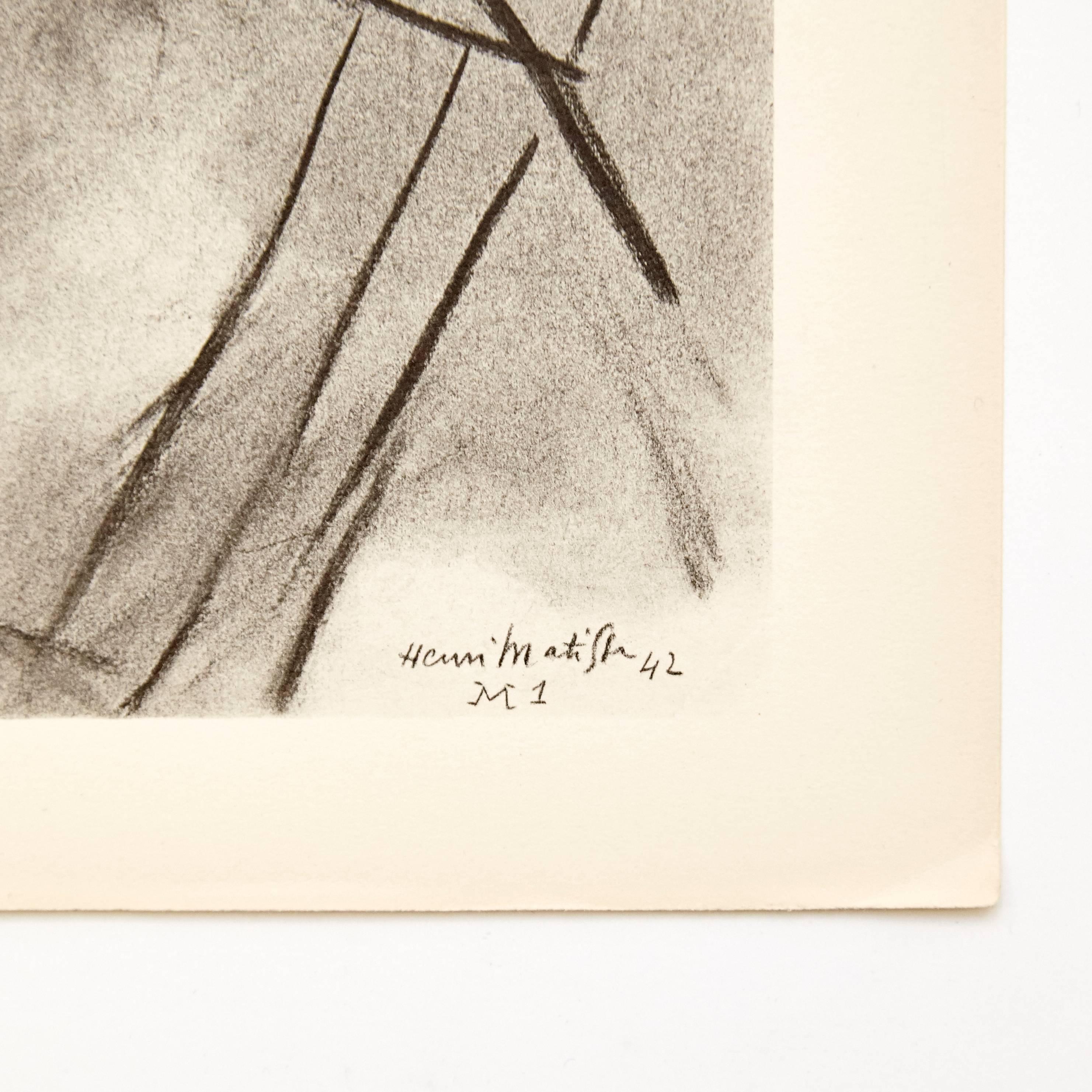 Lithograph / Plate from the book Dessins: Themes et Variations.
Edited by Martin Fabiani (Paris) in 1943.

In good original condition.

Henri Matisse (1869-1954) was a French artist, known for both his use of color and his fluid and original