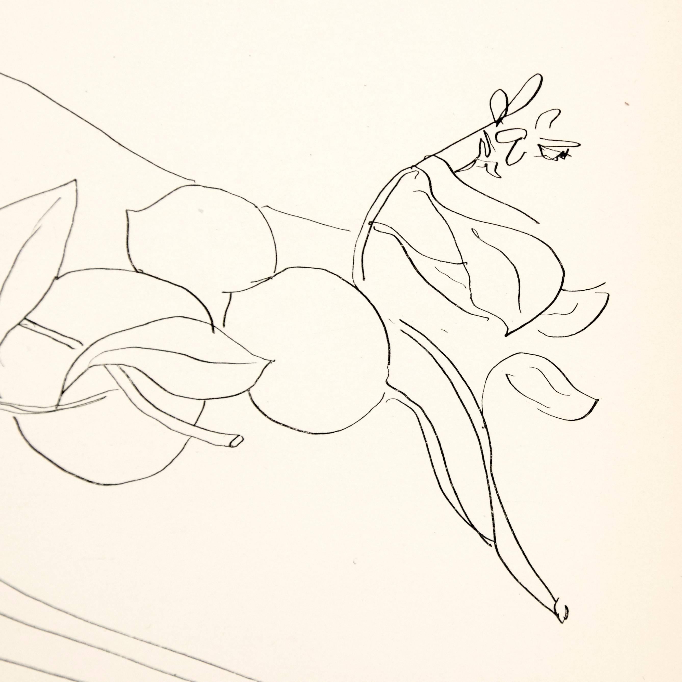 Mid-Century Modern Lithograph after Original Matisse Drawing