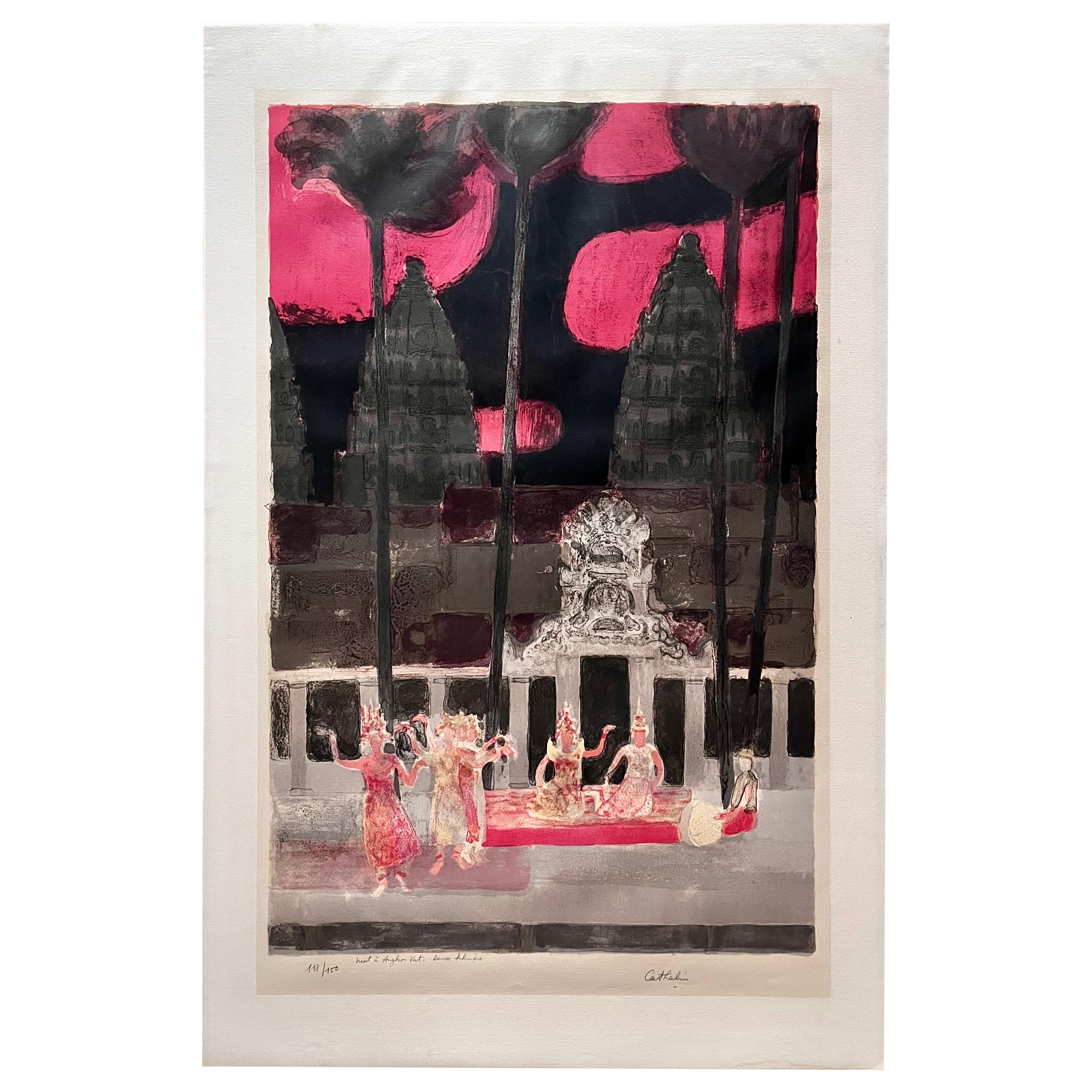 Lithographie "Angkor Wat, danse khmère" 118/150 de Bernard Cathelin, français, 1968 en vente