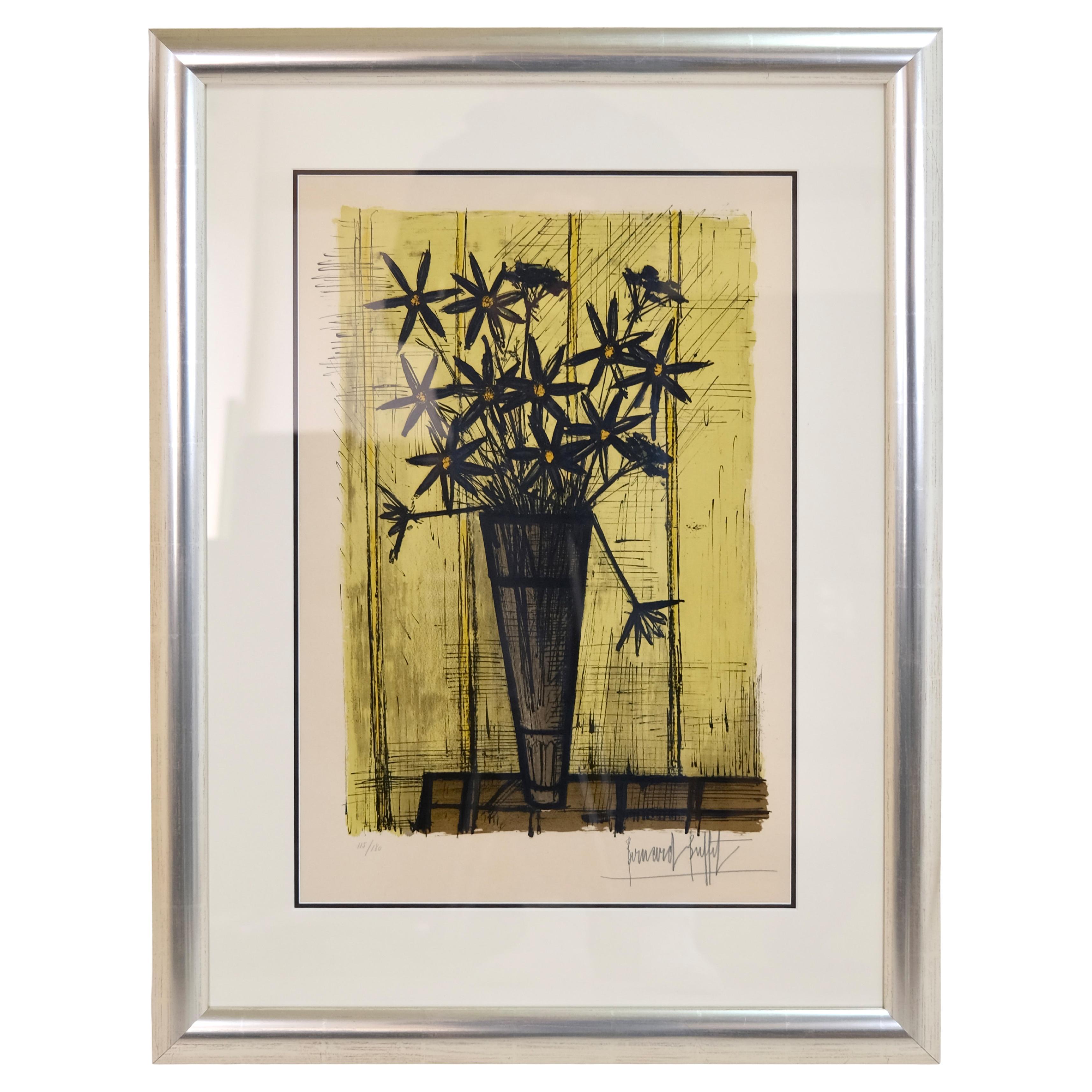Lithograph Bouquet of Flowers by Bernard Buffet N° 115 of 180 For Sale