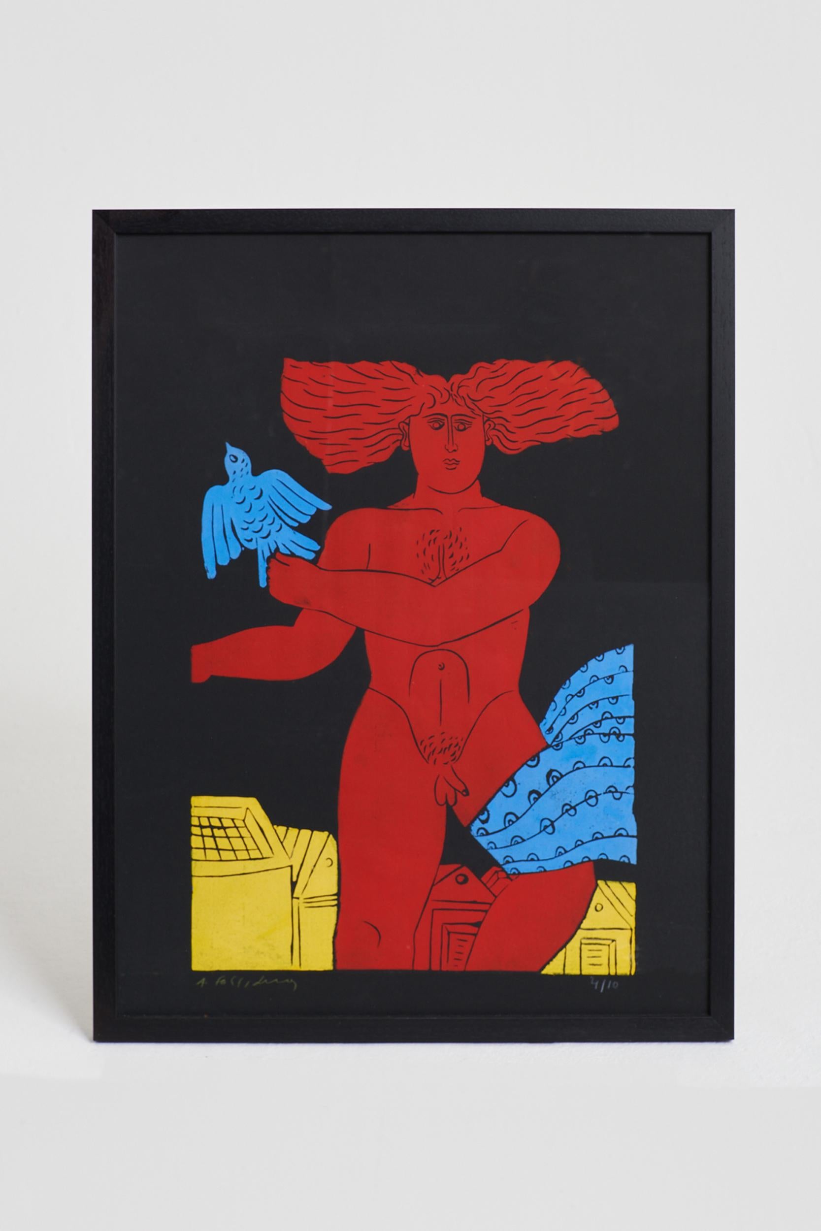 Polychrome Lithographie von Alekos Fassianos (1935-2022)