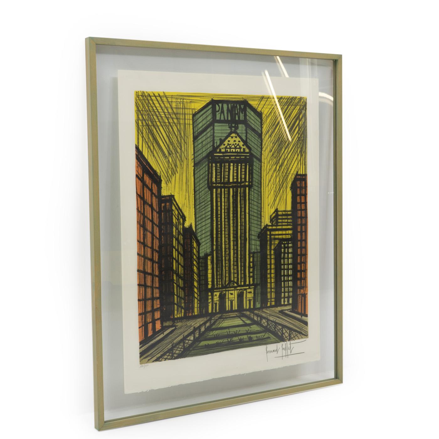 Seltene Farblithografie von Bernard Buffet ( 1928 - 1999), die das Panam-Gebäude in New York City zeigt. Die Lithographie ist in ausgezeichnetem Zustand, professionell gerahmt und vom Künstler signiert und nummeriert. 


Über den Künstler:

Bernard