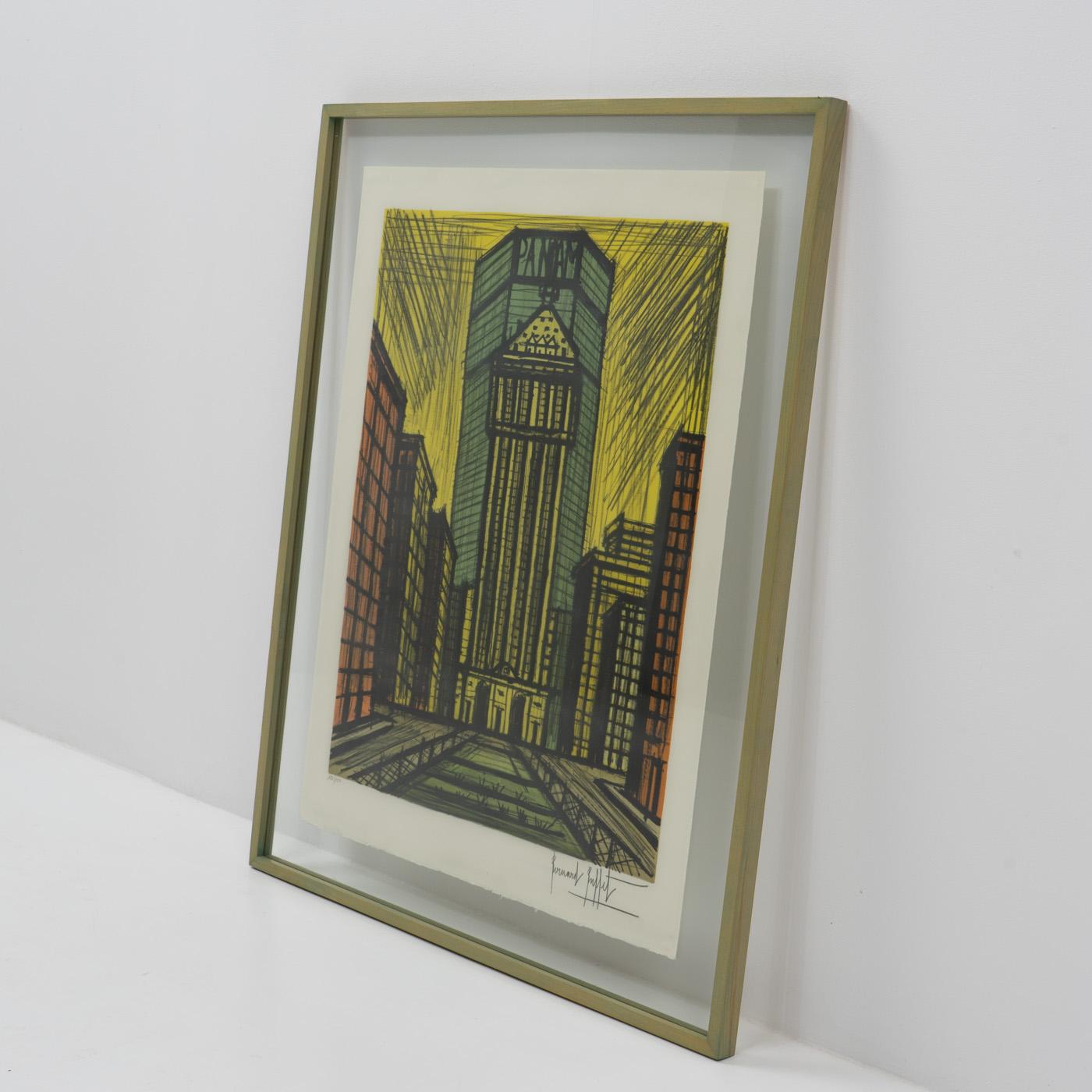 Lithograph by Bernard Buffet “Panam” New York Landmark Building, Signed, 1980s In Excellent Condition For Sale In Renens, CH