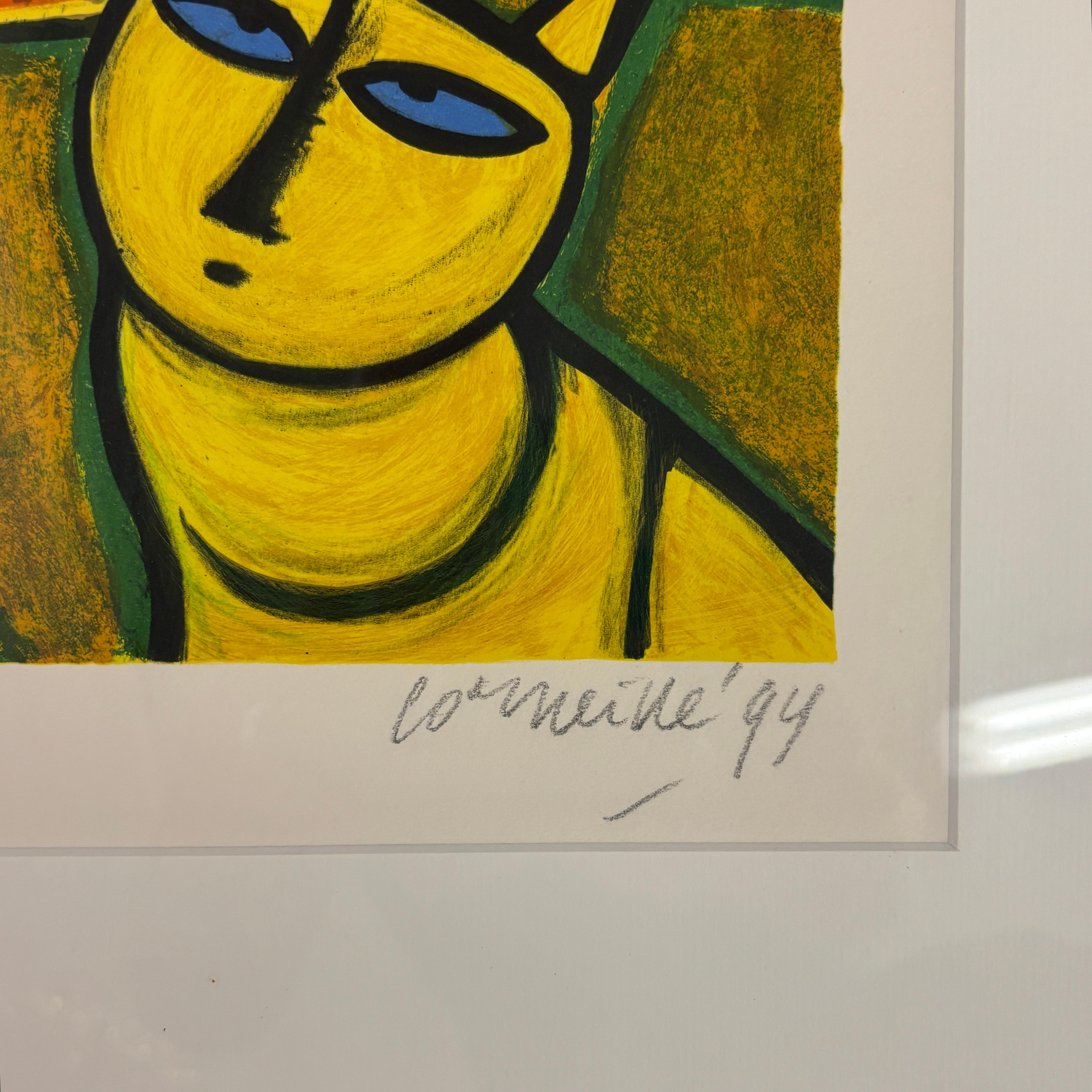 Lithographie de Corneille, 1994 Édition limitée à 77/200, signée à la main Bon état - En vente à Turku, Finland