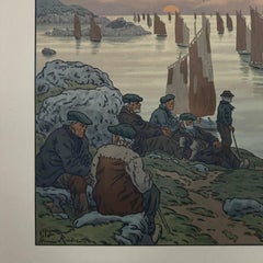 Lithograph by Henri Rivière, *Au Vent de Noroît – Les Vieux*