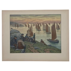 Lithograph by Henri Rivière, *Au Vent de Noroît – Les Vieux*