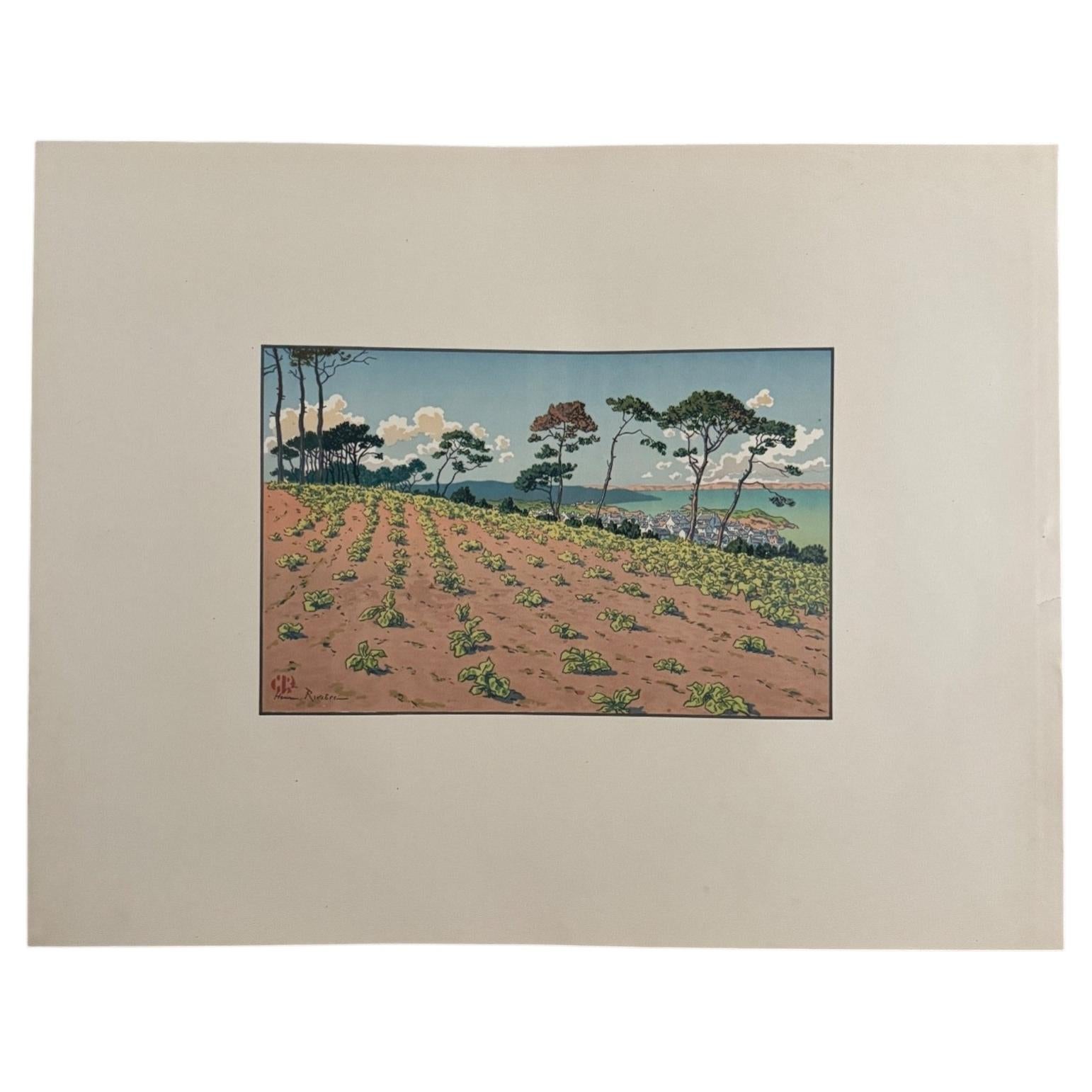 Lithographie von Henri Rivière - *Le Beau Pays de Bretagne - Douarnenez vu du Ris