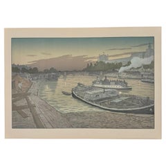 Litografía de Henri Riviere El puente de Saints-Pères y el Louvre