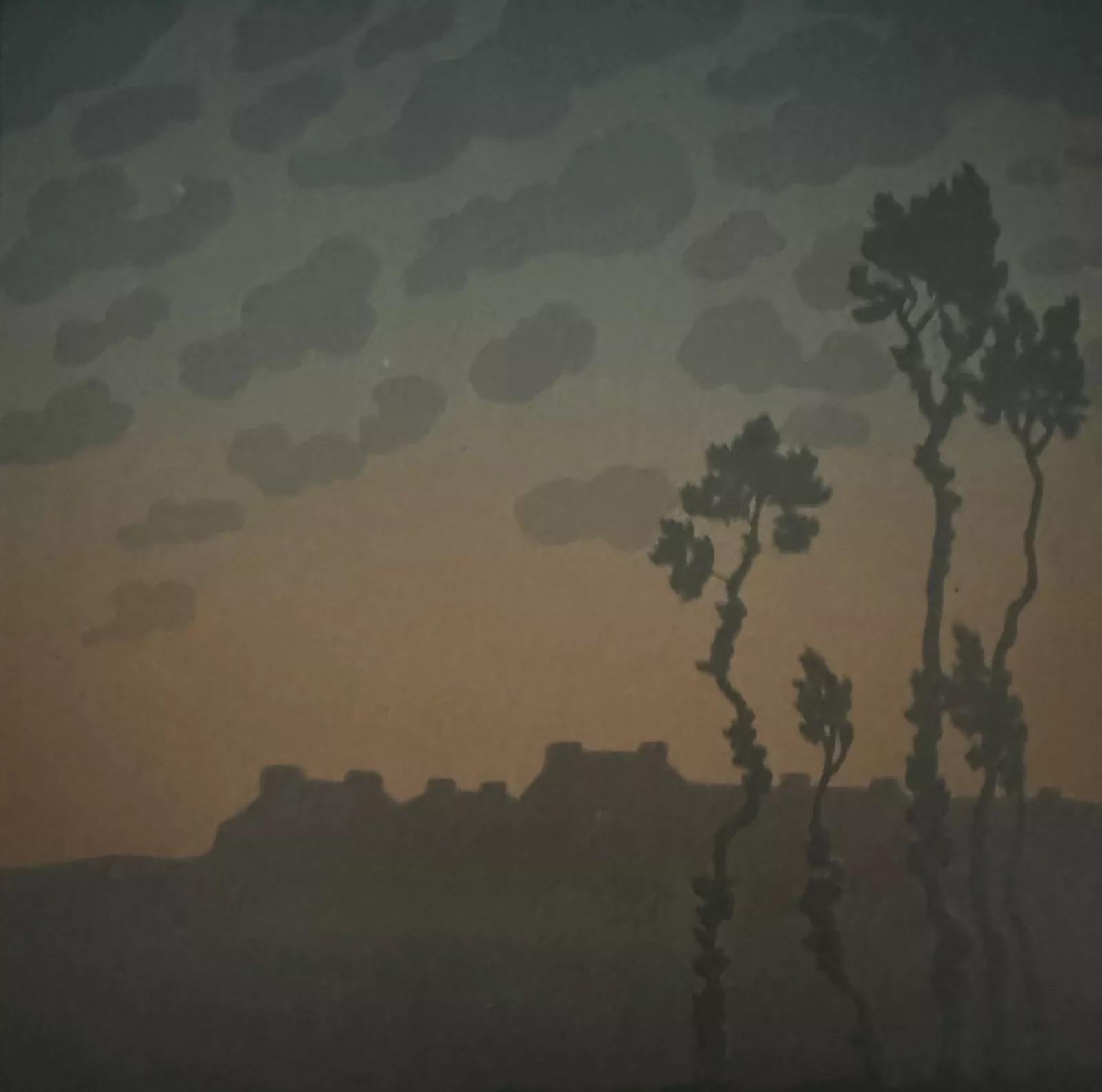 Lithografie von Henri Riviere The Enchentement of the Hours - Dawn im Zustand „Gut“ im Angebot in NANTES, FR