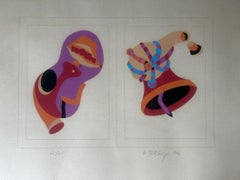 Hervé Télémaque Lithograph, Space Age Style, France, 1974, Paper Print