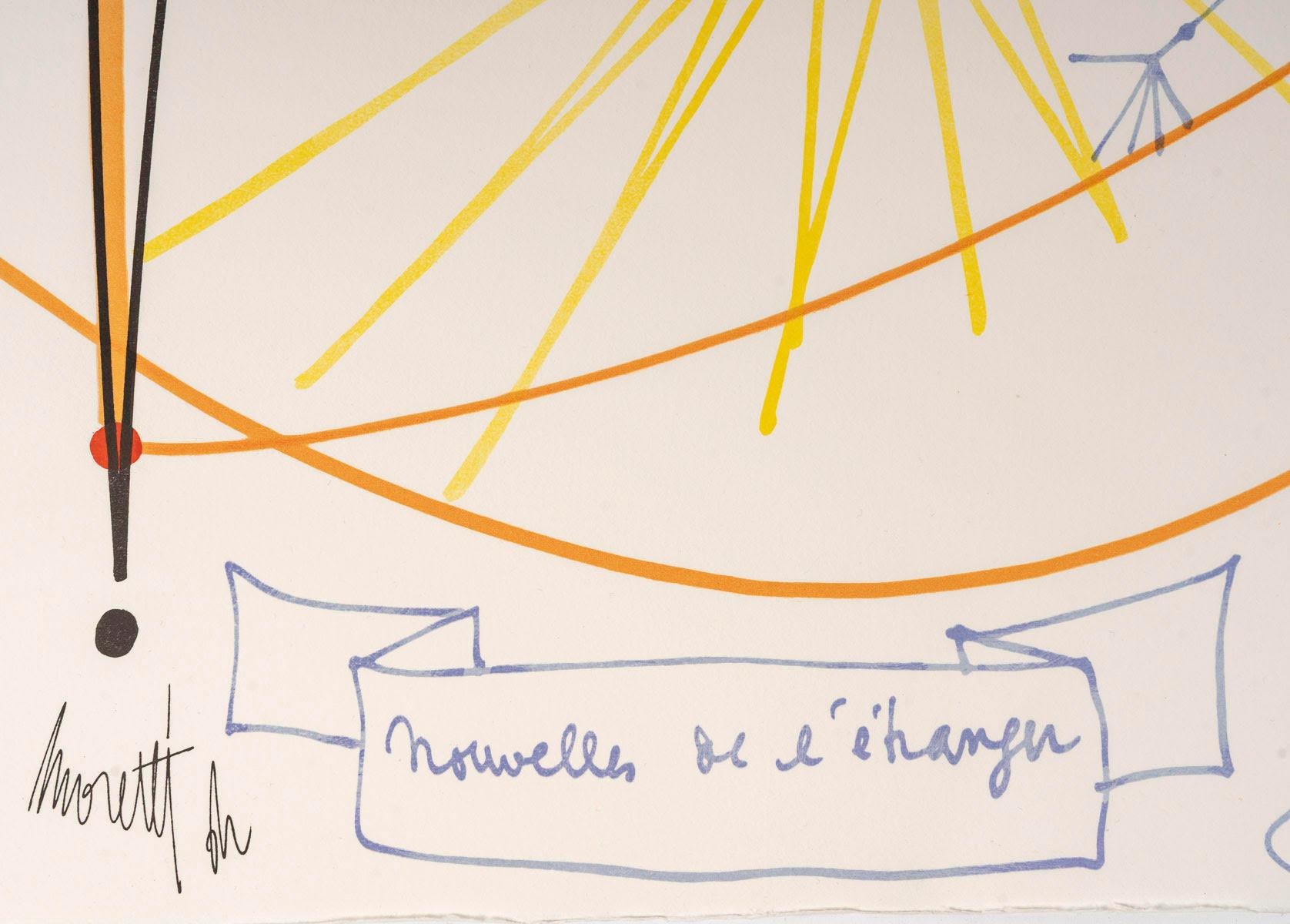 Mid-Century Modern Lithograph by Jean Cocteau, Nouvelle de l'étranger, Artist Proof, 1960-70. For Sale