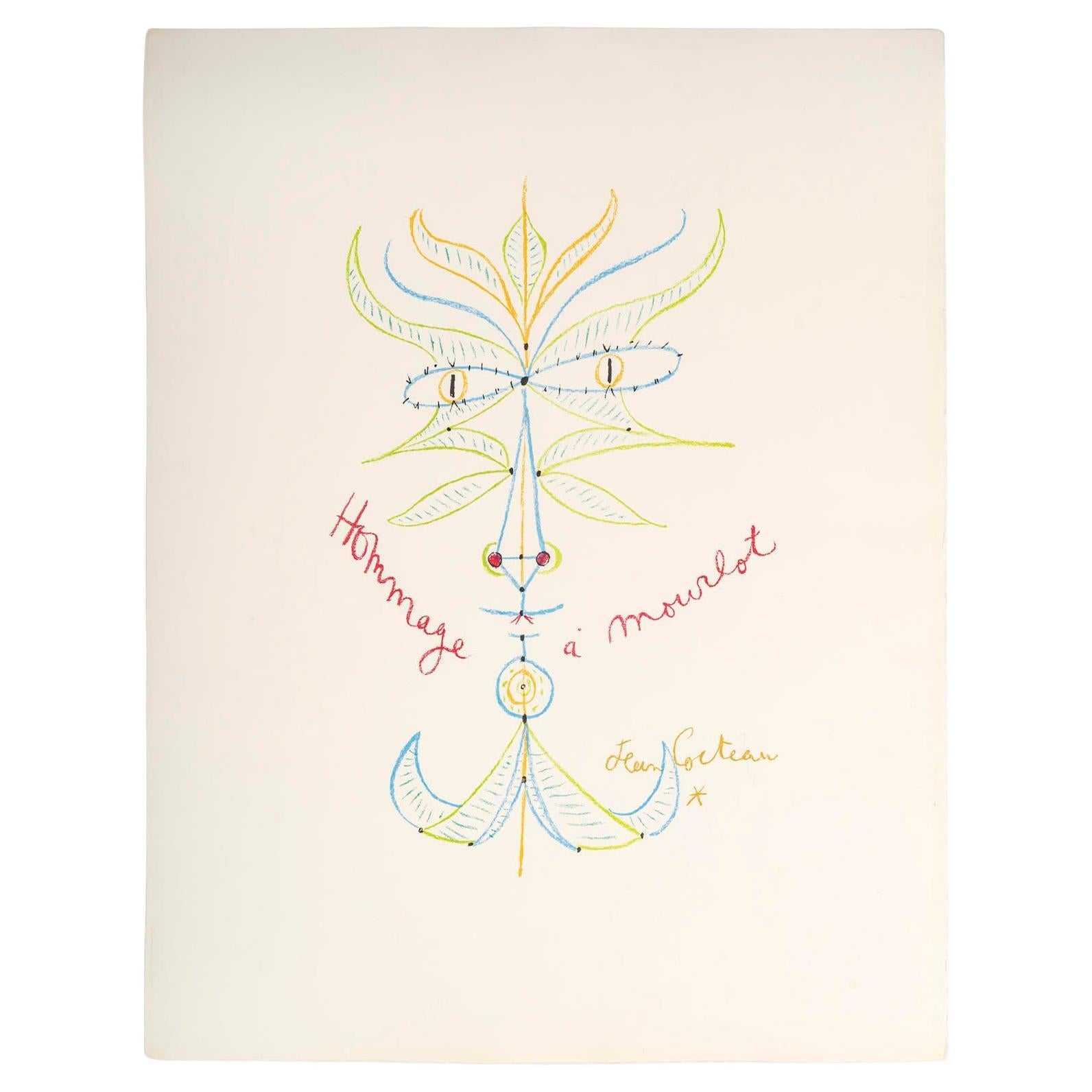 Lithographie von Jean Cocteau, Nouvelle de l'étranger, Künstlerabzug, 1960-70. im Angebot