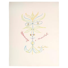 Lithograph by Jean Cocteau, Nouvelle de l'étranger, Artist Proof, 1960-70.