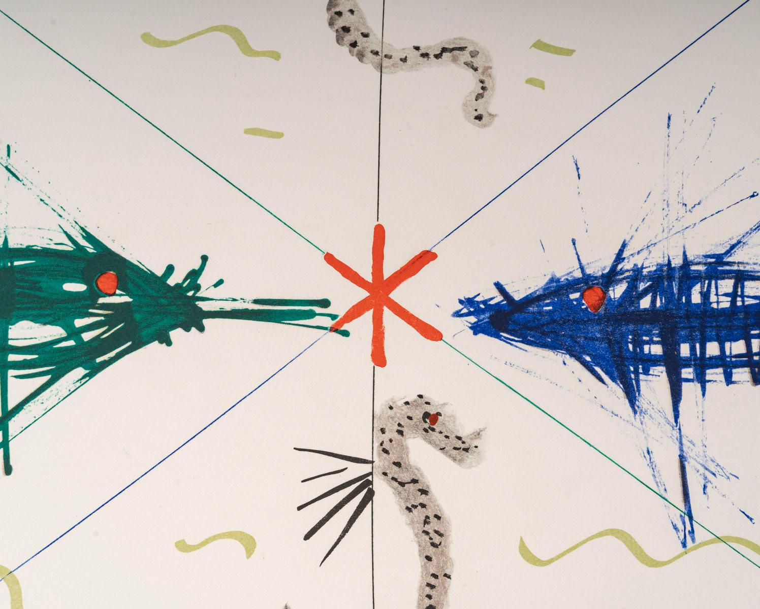 Litografía de Jean Cocteau, poissons face-à-face, 1960-70.

Litografía de Jean Cocteau,1962, 1/79, representando peces cara a cara, sin enmarcar.
h: 50cm, an: 65cm, prof: 0,2cm