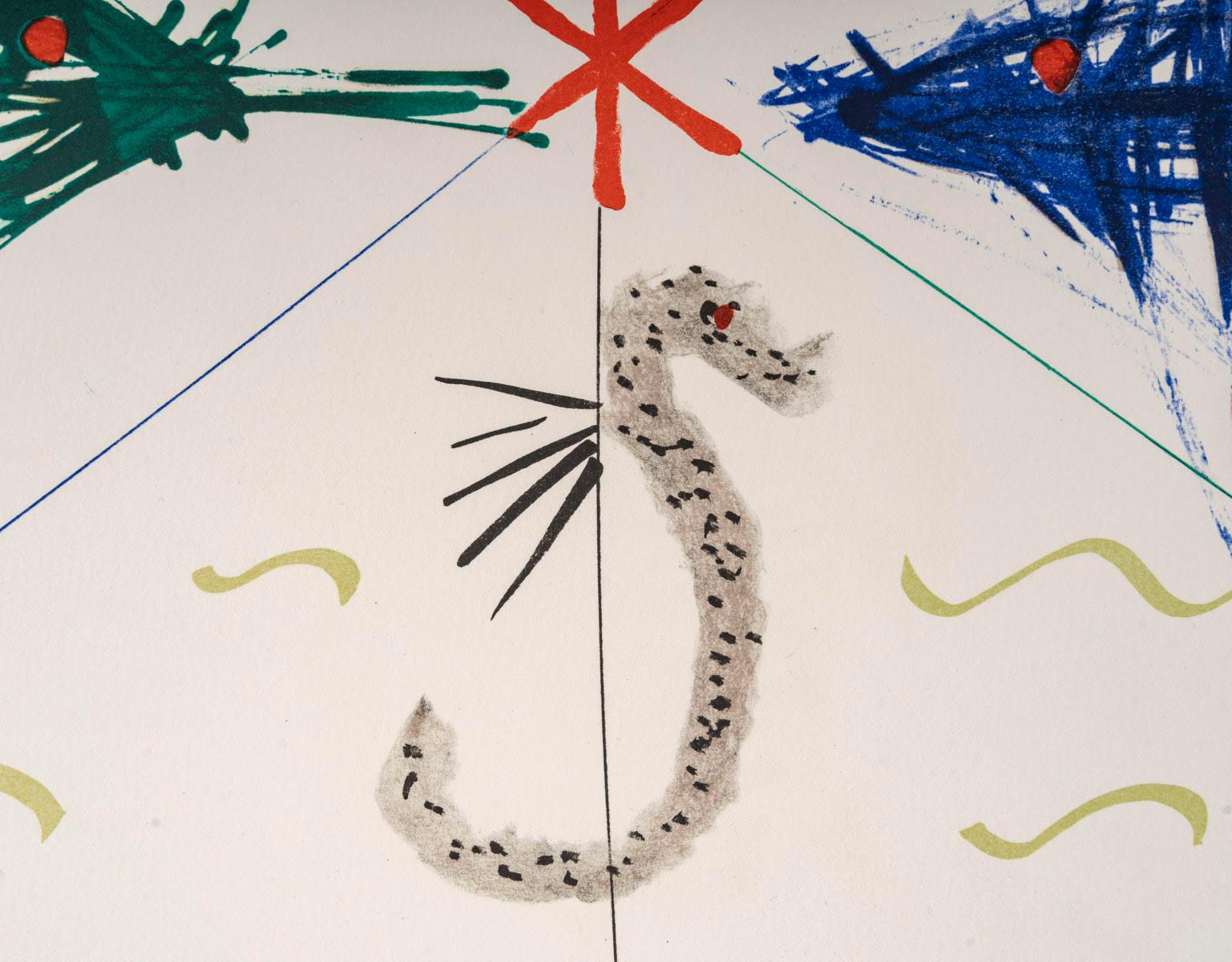 Litografía de Jean Cocteau, Poissons Face to Face, 1960-70. Moderno de mediados de siglo en venta