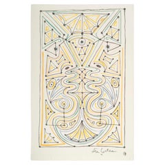 Lithograph by Jean Cocteau, Preparation for a Tapestry, 1960-70.