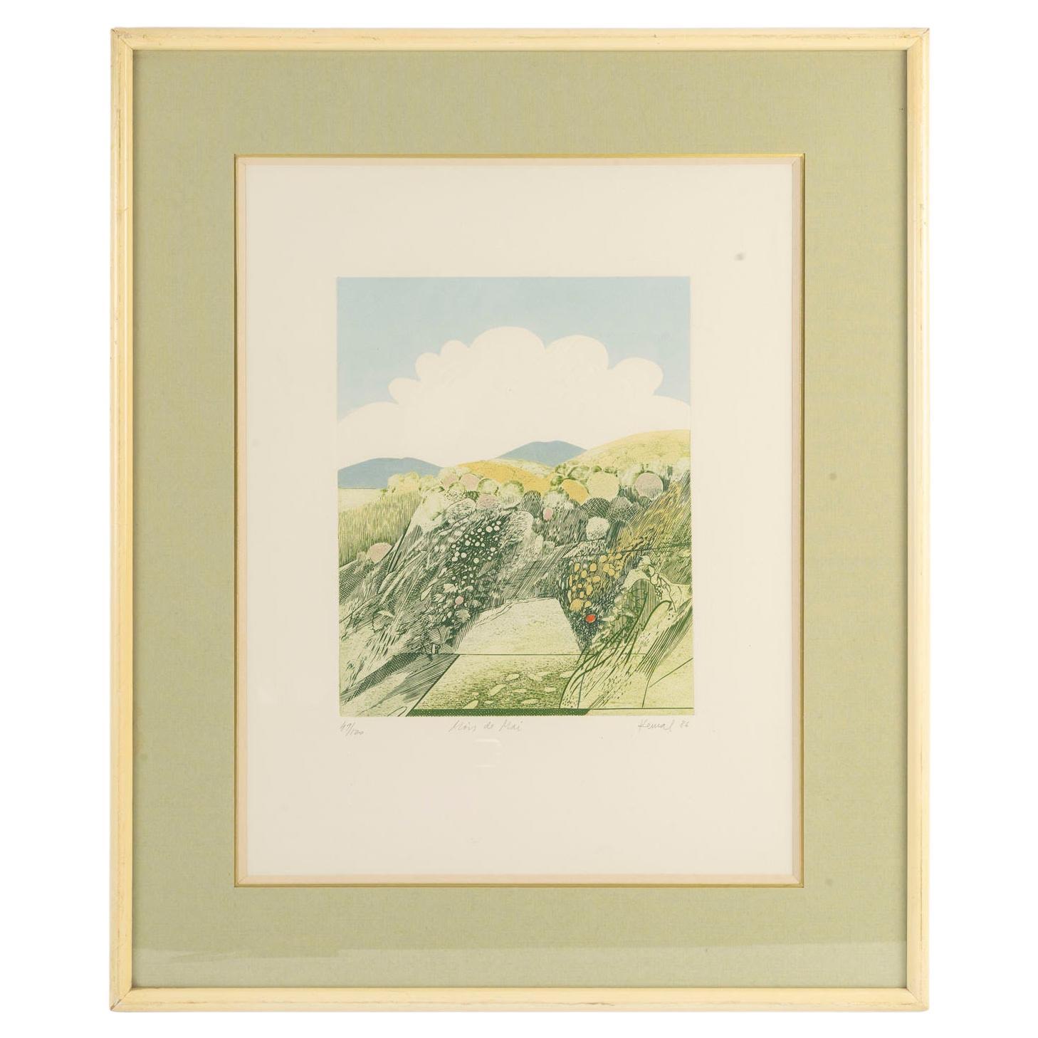 Lithograph by Kemal, 1986, on the month of May. For Sale
