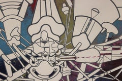 Lithograph By Renato Volpini, Useless Machine, 70s