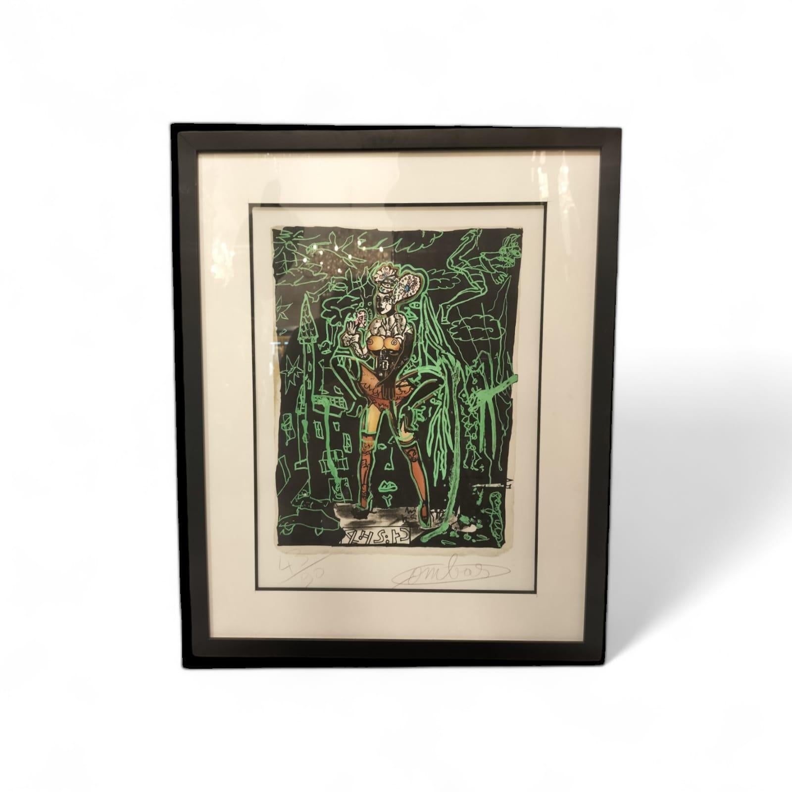 Lithographie von Robert Combas (1957-). Signiert und nummeriert 43/90 im Zustand „Hervorragend“ im Angebot in NICE, FR