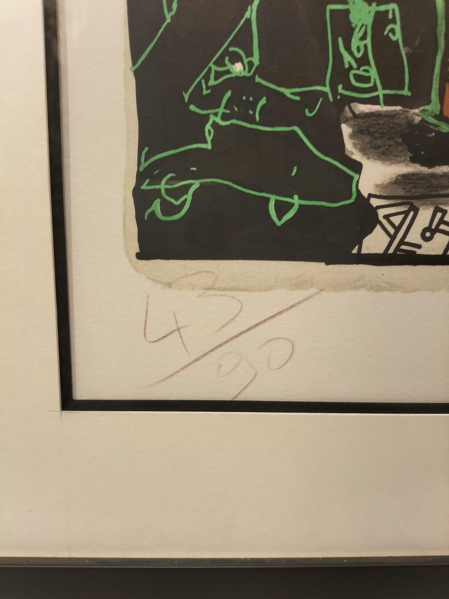 Lithographie von Robert Combas (1957-). Signiert und nummeriert 43/90 (21. Jahrhundert und zeitgenössisch) im Angebot
