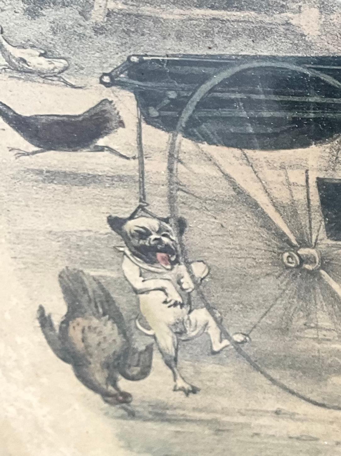 Lithographie de Scott Leighton - une exposition de volailles sur un buste : mauvais pour le chien 1883 en vente 7