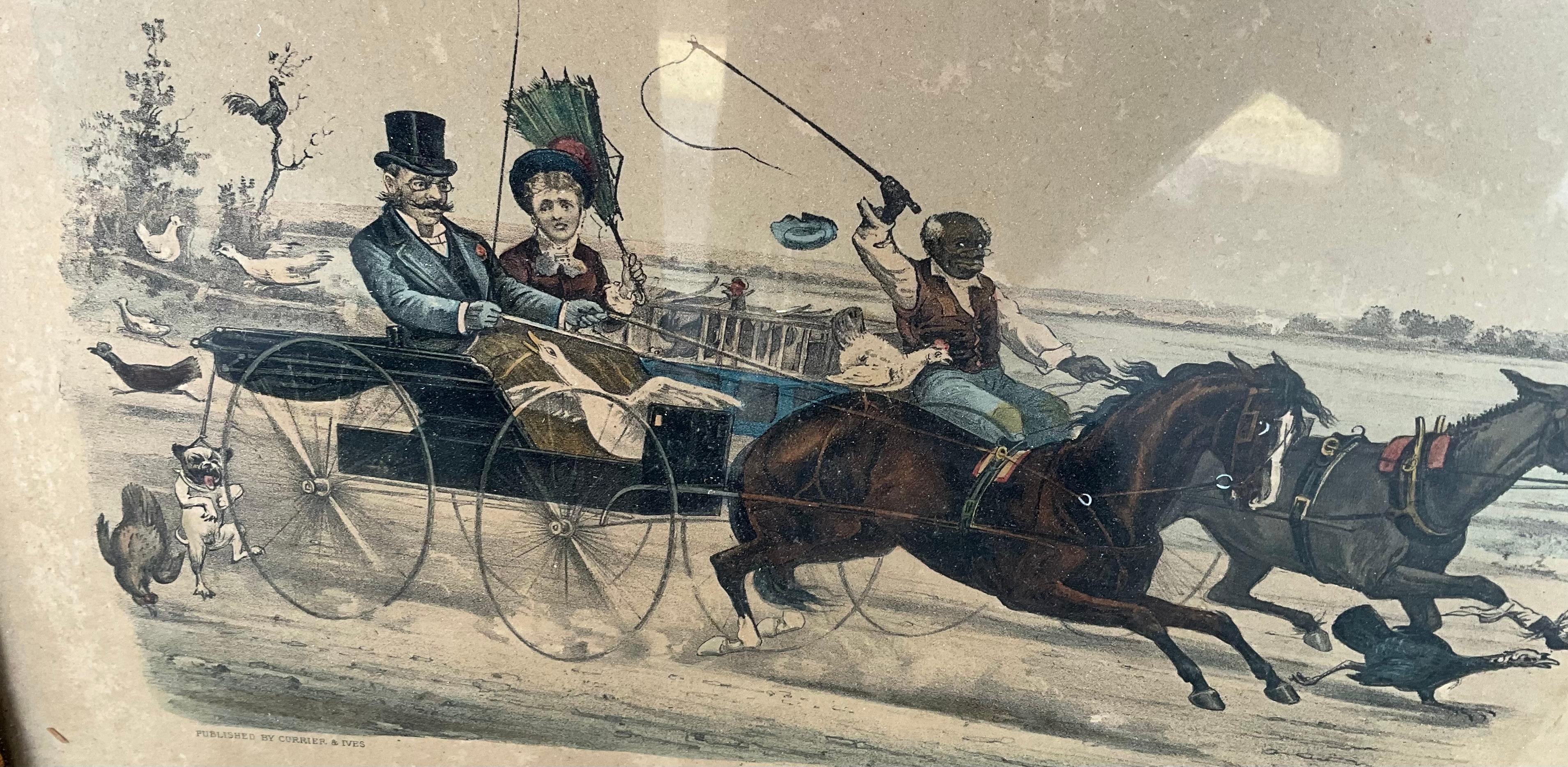 Français Lithographie de Scott Leighton - une exposition de volailles sur un buste : mauvais pour le chien 1883 en vente