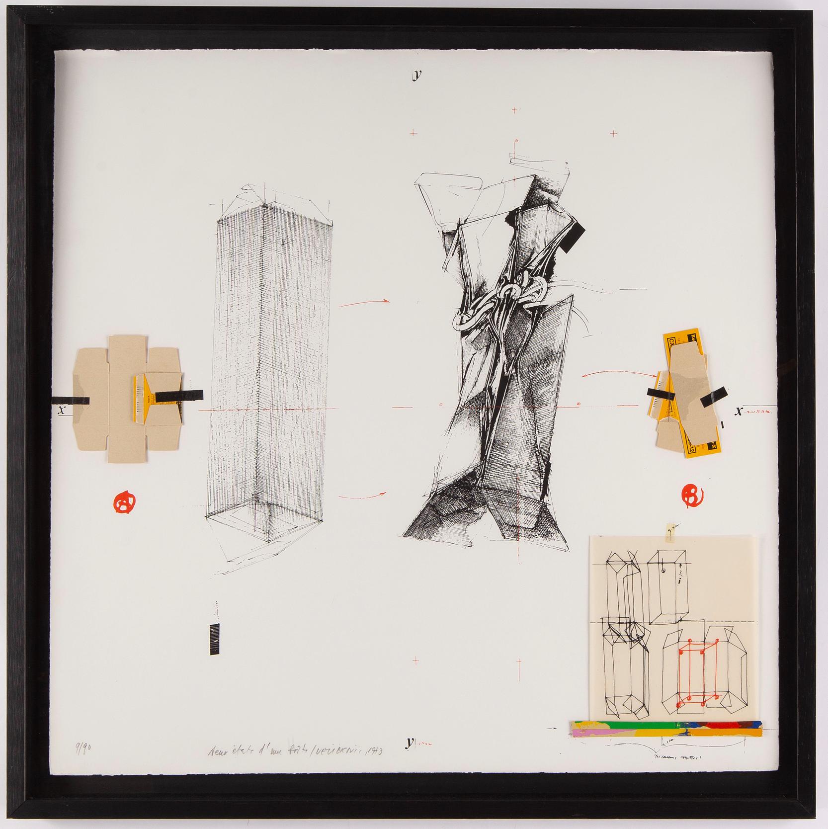 Vladimir Velickovic ( France, Born 1935), a color lithograph with collage, signed and numbered 9/90

Dimension 79 x 80 cm. Framed.

Not examined out of frame.