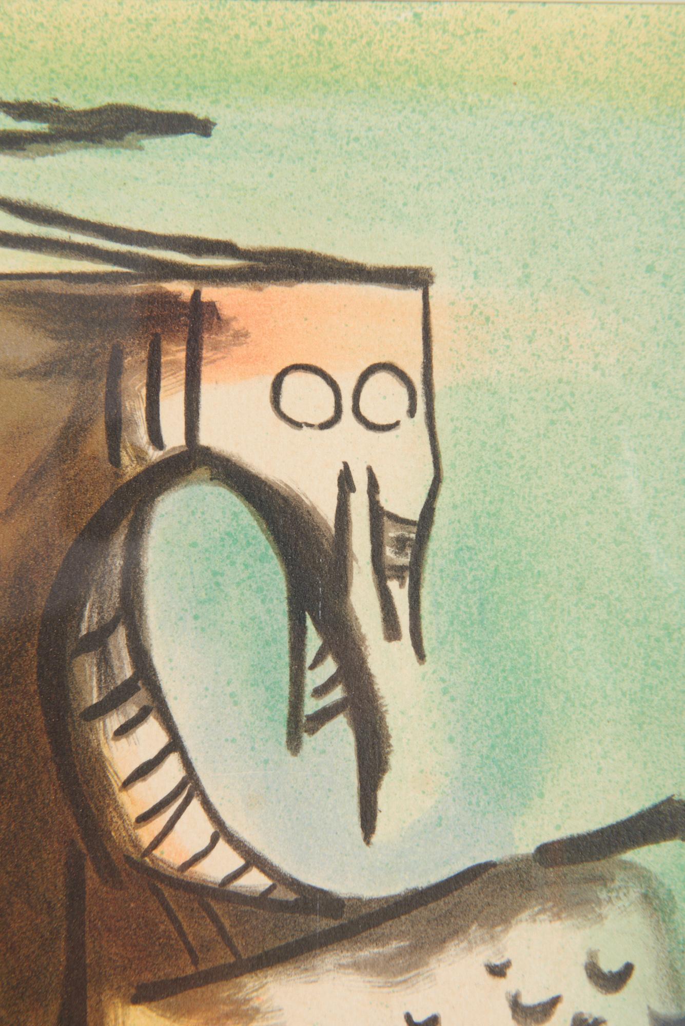 Una litografía policroma de Wilfredo Lam (1902-1982)
Firmada a mano a lápiz y numerada 96/99.
En un antiguo marco ondulado de estilo flamenco.
