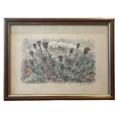 Lithographie "Campo di Fiori" de Michele Cascella 1960s