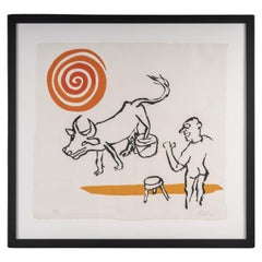 Lithograph, Coloured Etching, The Cow, 1976, Alexandre Calder.