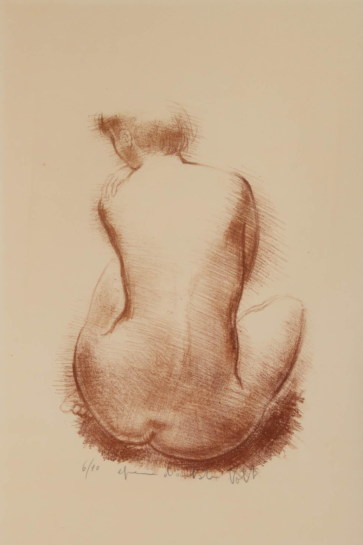 Lithograph from Volti, 6/10, artist proof representative a nude woman from back, framed
Measures: H 70cm, W 52cm, D 2cm.