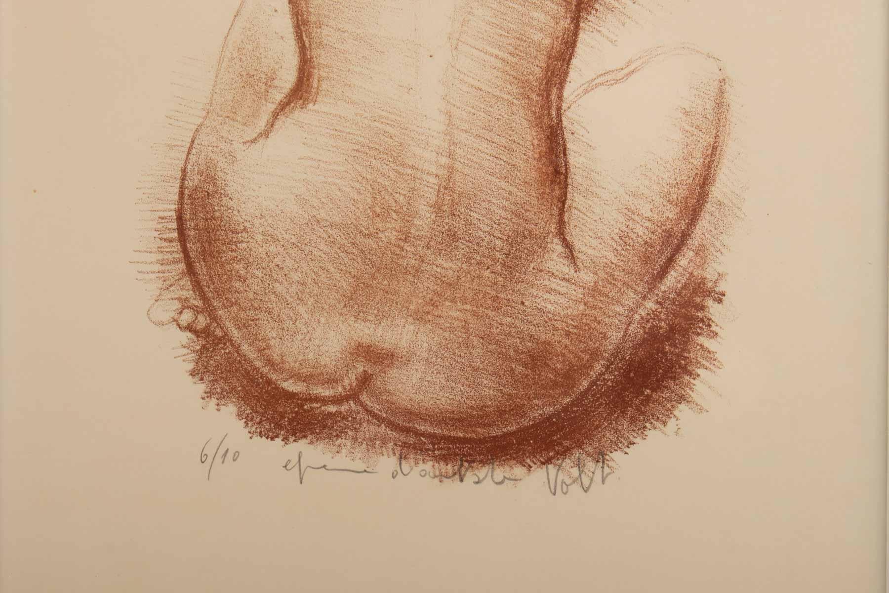 Engraved Lithograph De Volti, 6/10, Artist Proof Representative a Nude Back Woman, Framed