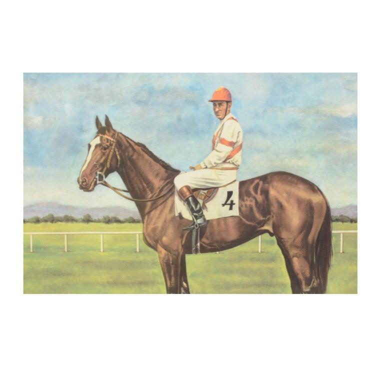 Wood Lithograph Depicting the Horse Winner of the 1962 Italian Derby For Sale