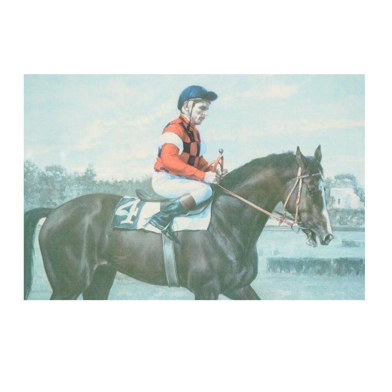 Late 20th Century Lithograph Depicting the Horse Winner of the 1983 Italian Derby For Sale