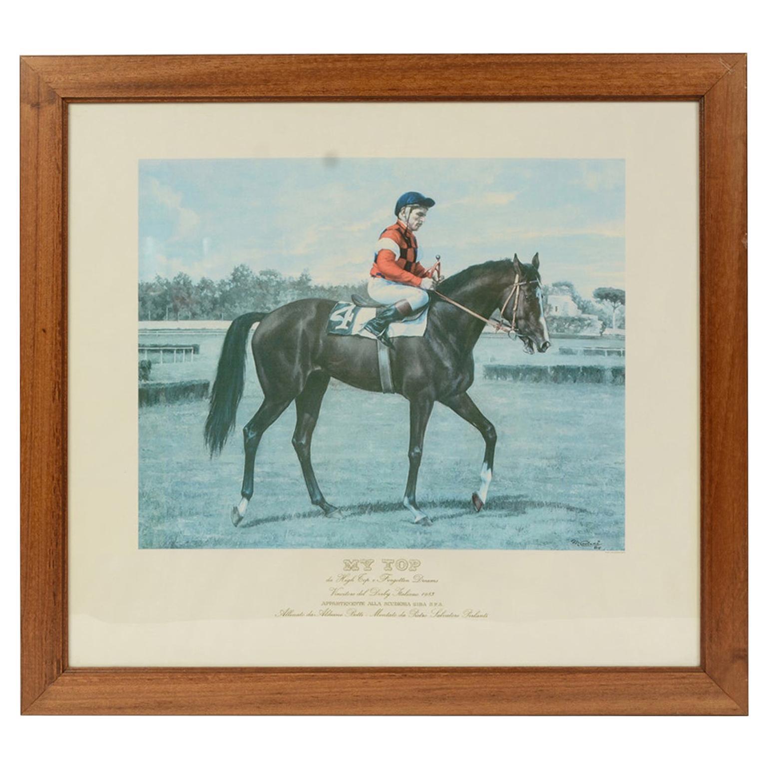 Lithograph Depicting the Horse Winner of the 1983 Italian Derby For Sale