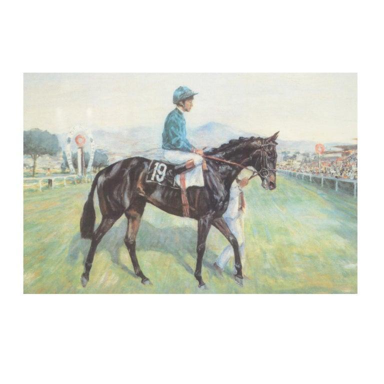 Lithographie mit dem Siegerpferd des italienischen Derby 1987 im Zustand „Gut“ im Angebot in Milan, IT