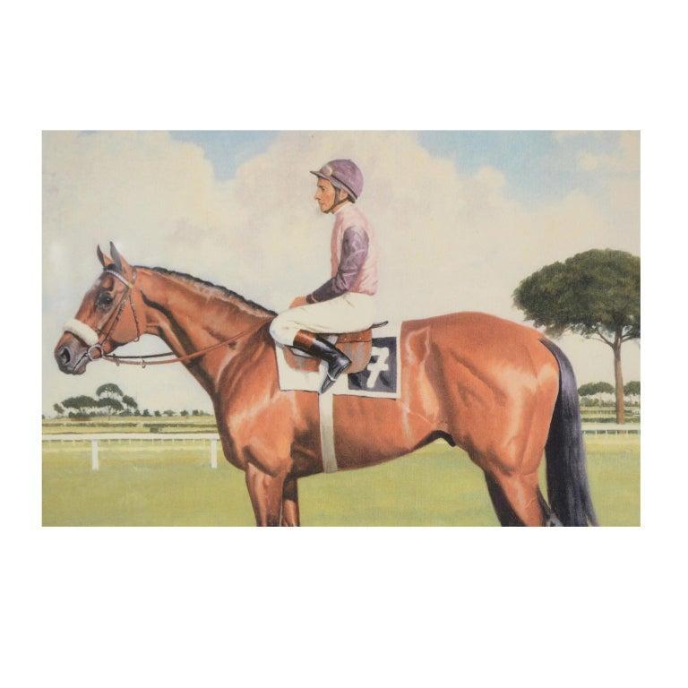 Lithographie, die den Pferdegewinner des italienischen Derbys von 1990 darstellt (Ende des 20. Jahrhunderts) im Angebot