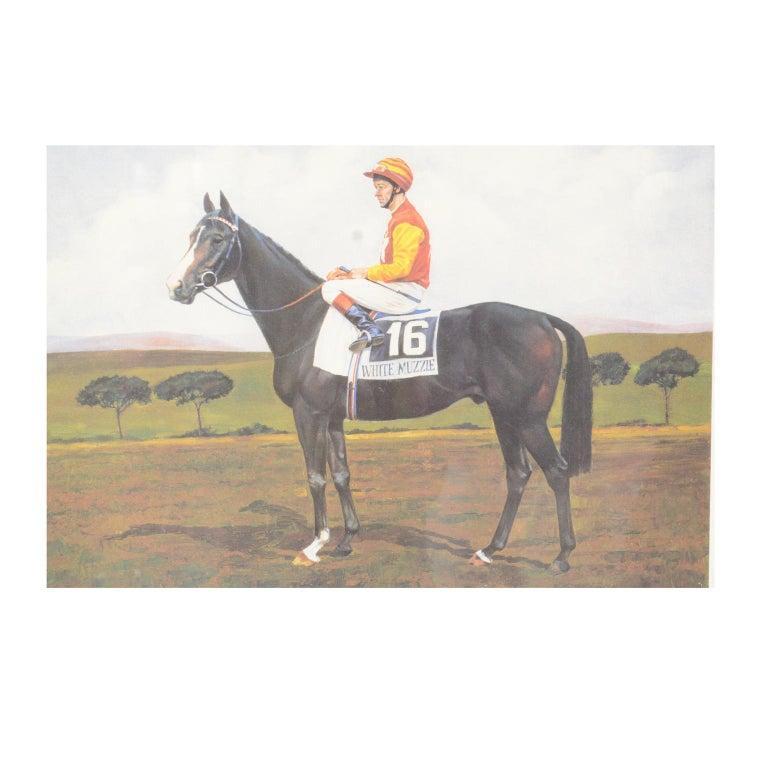 Lithographie, die den Pferdegewinner des italienischen Derbys 1993 darstellt (Italienisch) im Angebot
