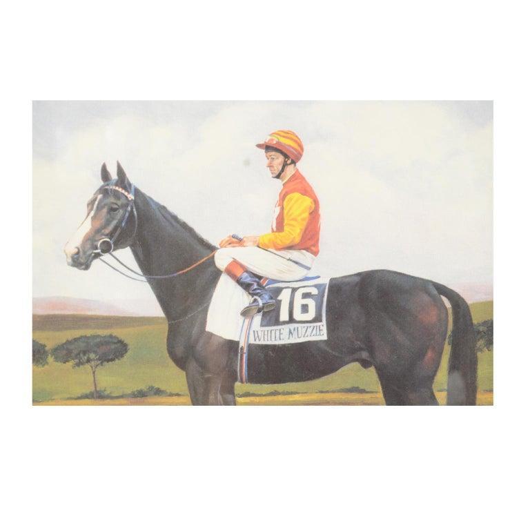 Lithograph Depicting the Horse Winner of the 1993 Italian Derby In Good Condition For Sale In Milan, IT