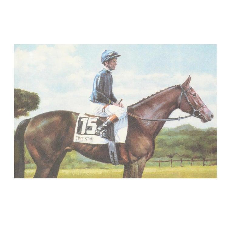 Lithograph Depicting the Horse Winner of the 1994 Italian Derby In Good Condition For Sale In Milan, IT