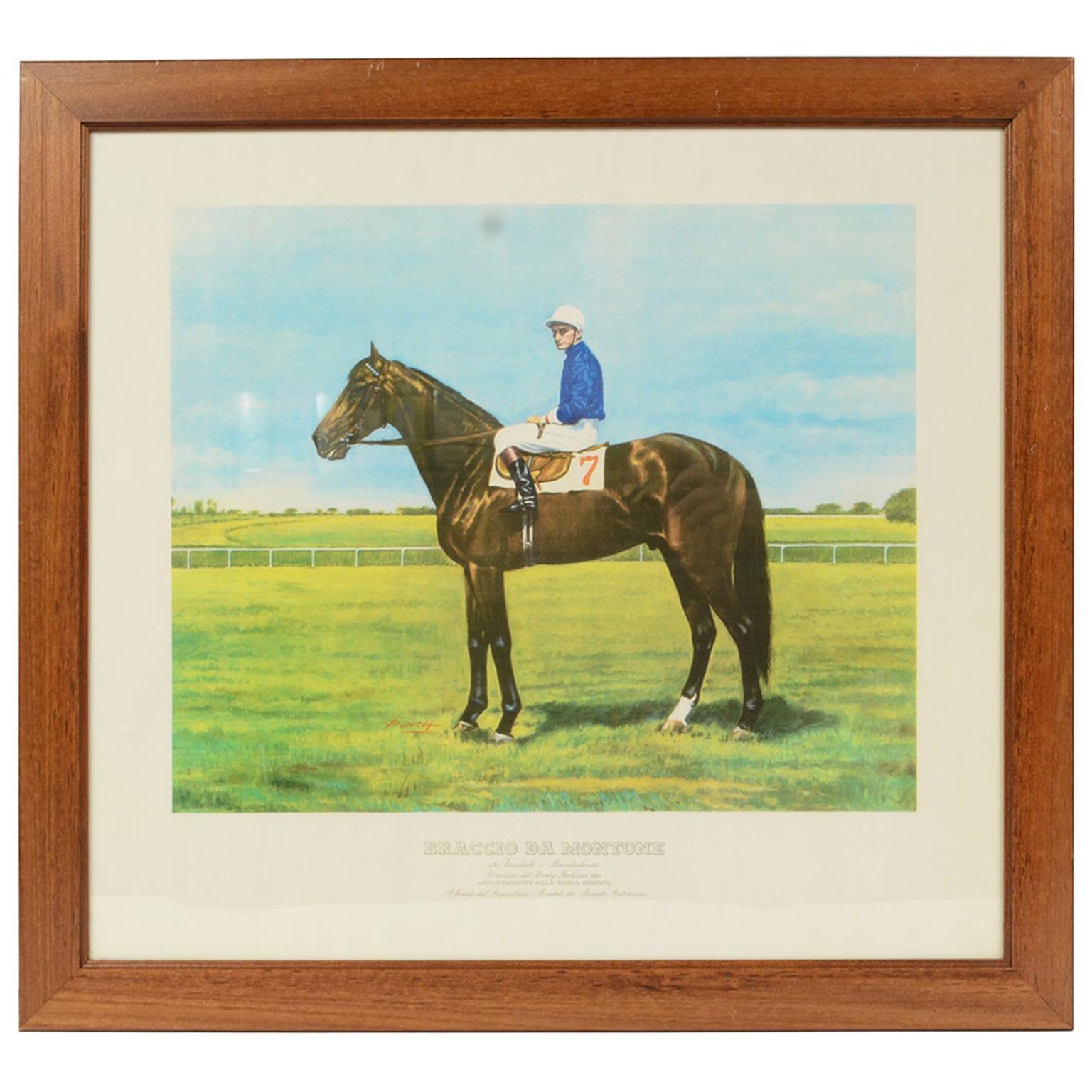 Lithograph Depicting the Horse Winner of the Italian Derby in 1963