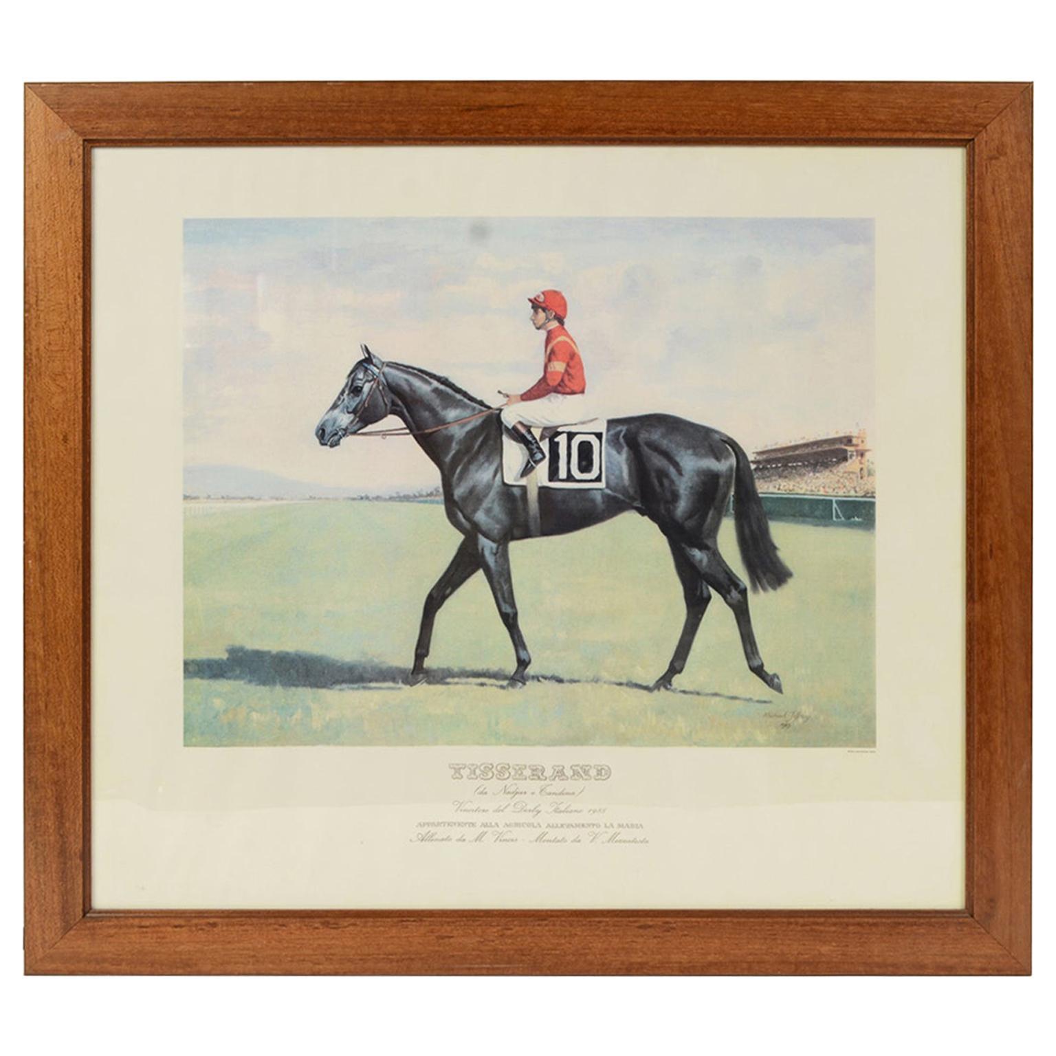 Lithograph Depicting the Horse Winner of the Italian Derby in 1988 For Sale