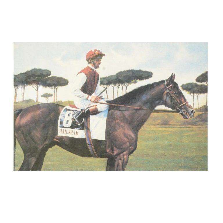 Lithographie, die den Pferdegewinner des italienischen Derbys 1991 darstellt (Ende des 20. Jahrhunderts) im Angebot